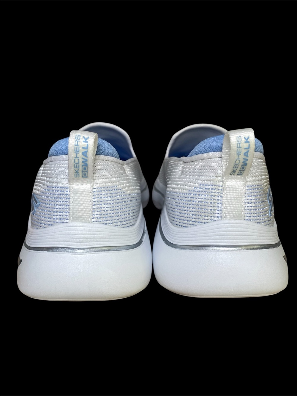 Skechers Go Walk Arch Fit, Mesh Slip-On Minimalist Sneakers White, Blue Sz 9 - Picture 7 of 11